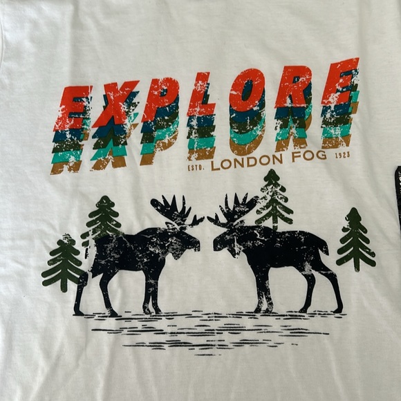 London Fog Supply Co White short sleeve T-Shirt says “Explore”. Size XXL. NWT. - Picture 5 of 9